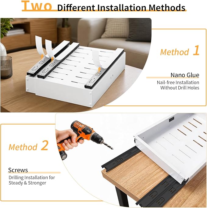 Expandable Pull out Cabinet Organizer, Width (12"-19") Depth (17"-23") Pull Out Drawers for Cabinets, Upgrade 3 Slide Rails Slide Out Drawers, No Drill Adjustable Roll Out Shelves, 1 Pack, White - Image 8
