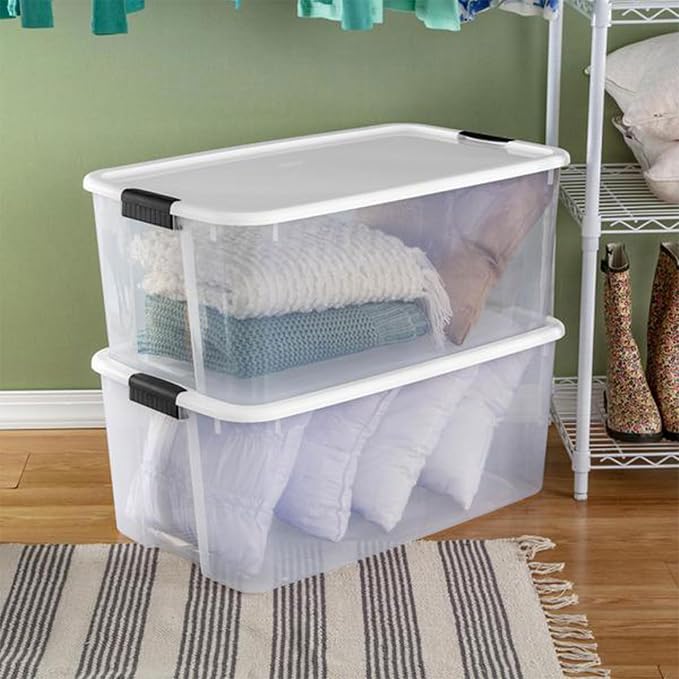 Sterilite Ultra Latch Box with Lids for Home and Office, 116 Quart, 12-Pack | Heavy-Duty and Stackable Plastic Containers with Latches for Closet, Cabinet, Bedroom, Bathroom and Dorm Room Organization - Image 4
