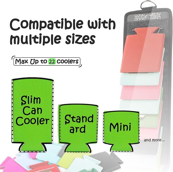 Can Cooler Holder Wall Mount With Flip-Through Design Hold 22 Sleeve | Flip-through store up to 22 can coolers like a hanging calendar, making it easy to browse, organize, and grab your favorite - Image 4
