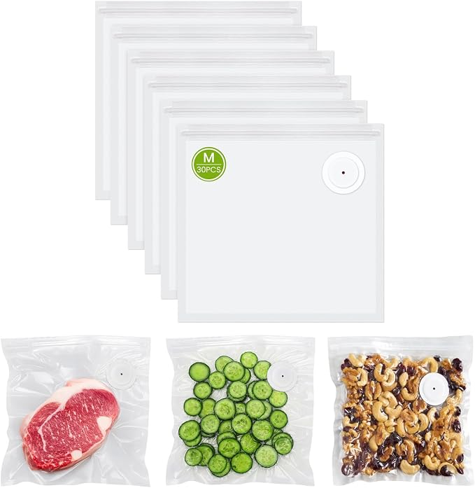 FEPPO Vacuum Sealer Bags for Food, 30 PCS 8.3"×8.7" Reusable Vacuum Seal Bags with Air Valve for Food Storage, Ideal for Freshness Preservation by FEPPO