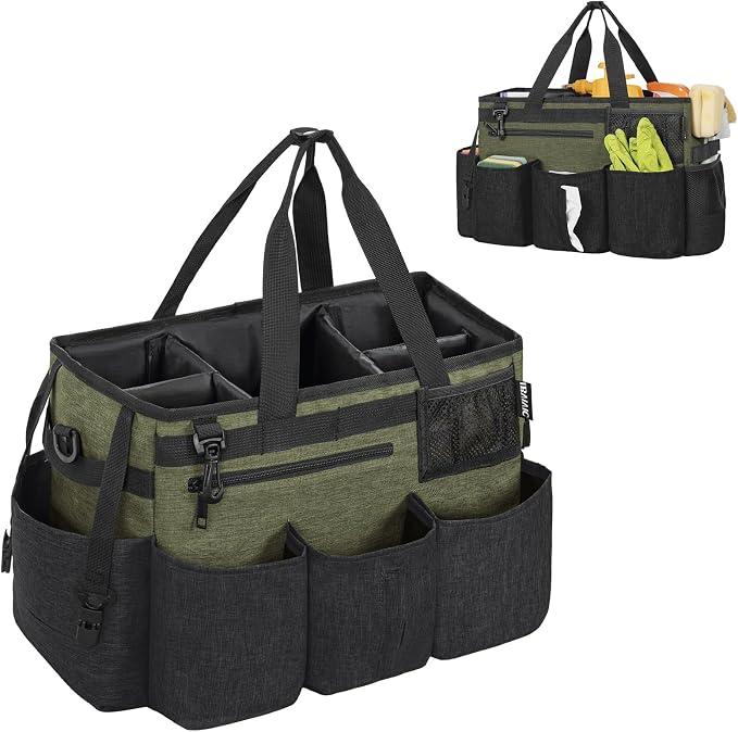 IBVIVIC Wearable Cleaning Caddy Bag for Cleaning Supplies, Green | Cleaning Organizer Tote Bag with Handle & Shoulder Straps Kitchen Cleaning Supplies Storage Bag for Cleaners & Housekeepers by WelcometoIBVIVIC