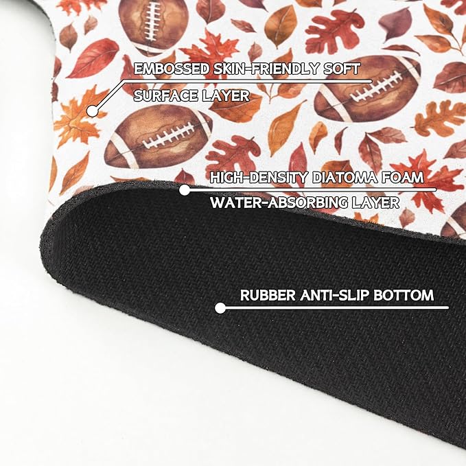 Fall Kitchen Sink Splash Guard Faucet Mat,Football Maple Leaf Autumn Thanksgiving Faucet Non-Slip Absorbent Mat,Farmhouse Sink Splash Guard Behind Faucet for Kitchen Bathroom, 15"x5.5" - Image 5