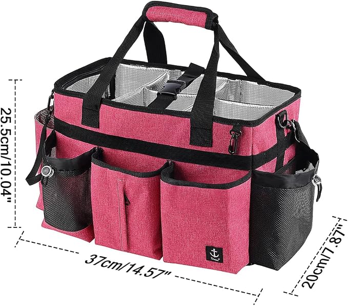 Large Cleaning Caddy Bag Built-in hard plastic sheet Aluminum foil lining | Waterproof nylon, aluminum foil lining, detachable dividers, dual straps for housekeepers - Image 4