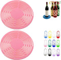 Multi-Use Silicone Storage Bag & Organizer,Multifunctional Mesh Coaster,Silicone Wine Carrier,Reusable, Foldable, Portable Coaster for Wine Bottles, Cans, Cups, Hot Dishes,and Beverages(2pcs Pink) by Unknown
