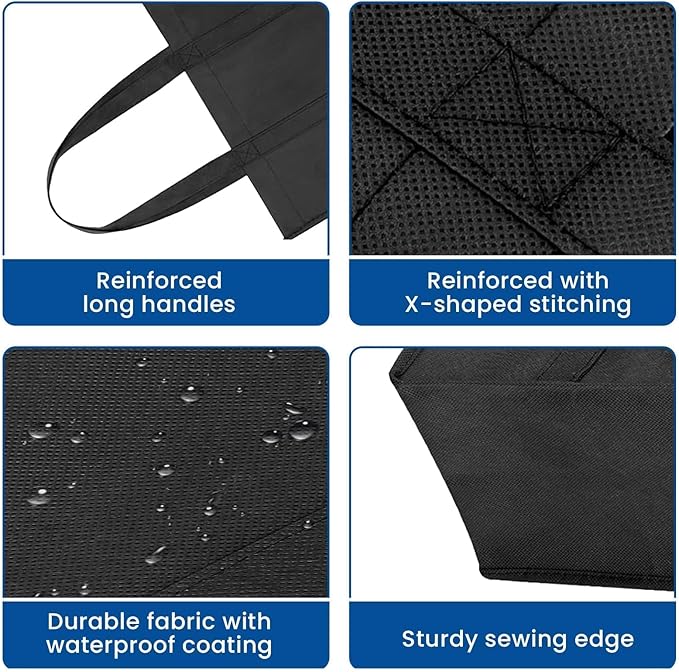 Reusable Grocery Shopping Bags 10 Pack Large Foldable Tote Bags Bulk | Eco Produce Bags with Long Handle for Shopping Groceries Clothes (Black) - Image 7
