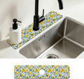 Faucet Mat for Kitchen Sink Watercolor Lemon Blue Geometric Sink Splash Guard Behind Faucet Soft Diatom Mud Material Non-slip Easy to Clean for Bathroom & Kitchen 24"X5.5" by Unknown