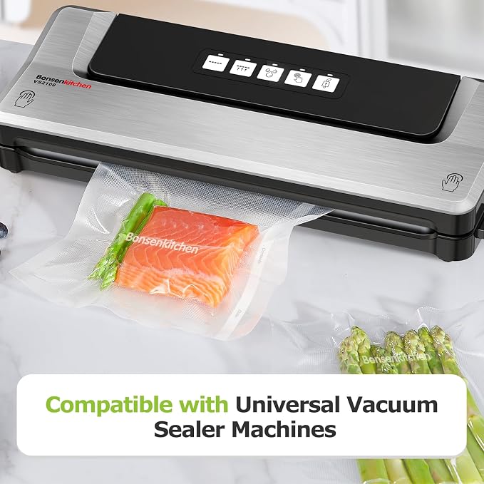 Bonsenkitchen Vacuum Food Sealer Rolls Bags for Food, 2 Packs 8 in x 20 ft | BPA-free, Heavy-duty Small Vacuum Seal Bags, Durable Commercial Customized size for Storage and Sous Vide Cooking, VB3206 - Image 6