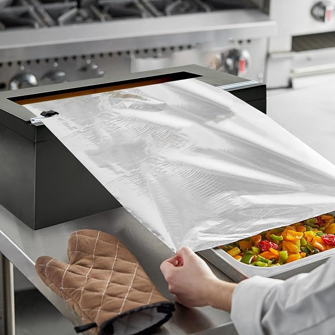 Libreshine 12-Inch Bamboo Plastic Wrap Dispenser with Cutter, Black | Fits many large 3000 ft plastic wrap and 1000 ft foil rolls, including Kirkland rolls sold at Costco - Image 4