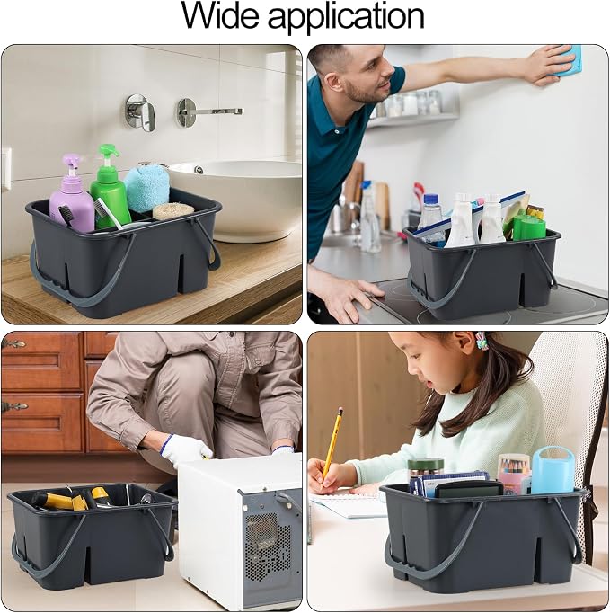 Plastic Cleaning Caddy With Handle, Tool and Supply Organizer | Deep Gray Deep-Storage Tote, Portable Carry Caddy for Cleaning Supplies, Garage, Laundry Room, and Car Care - Image 8