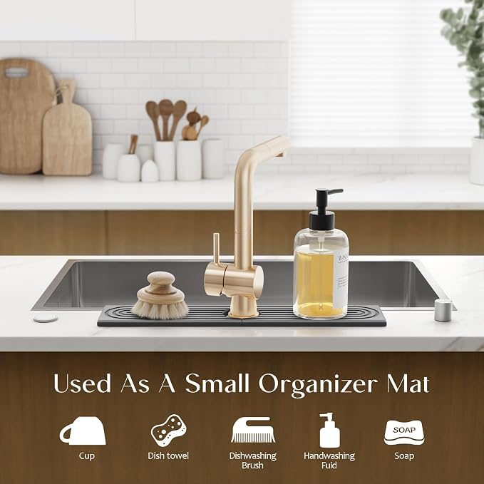 Diatomite Stone Sink Candy - Instant Dry Stone Sink Tray around Faucet, Prevents Moisture Buildup - Faucet Splash Guard for Bathroom Counter (Dark Grey, 20" x 3.9") - Image 5