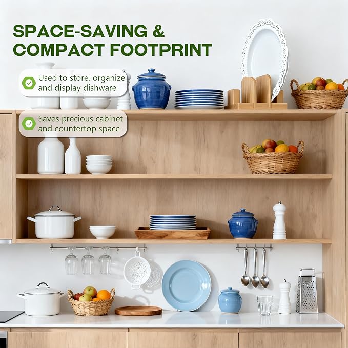 Bamboo Pot Lid Holder, Cutting Board Organizer Holder, Dish Plate Pot Lids Organizer Rack for Cabinet and Countertop - Image 8