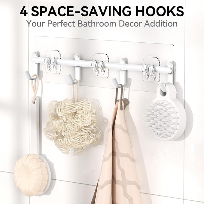 Shower Caddy Adhesive, Rustproof Shower Organizer with Soap Holder, Large Capacity Shower Shelves for Inside Shower, No Drilling Bathroom Organizers and Storage for Home Decor（6 Pack White） - Image 6
