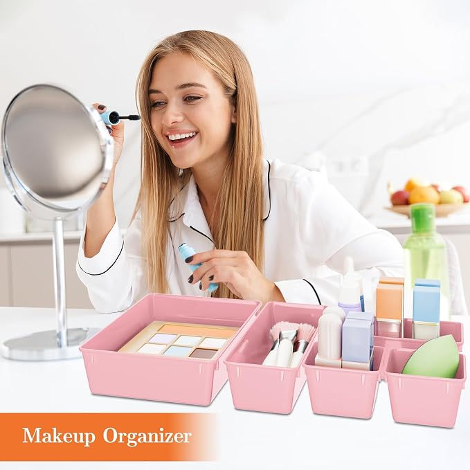 SpaceHacks 25 PCS Plastic Drawer Organizer, 4-Size Versatile Organizer Trays & storage Bins - Image 5