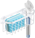 2-in-1 Sponge Holder for Kitchen Sink, Sink Caddy Kitchen Sink Organizer with 3 Suction Cups, No Drill Rustproof Sink Sponge Holder for Dish Brush, Soap & Sponge (White) by Yazoni