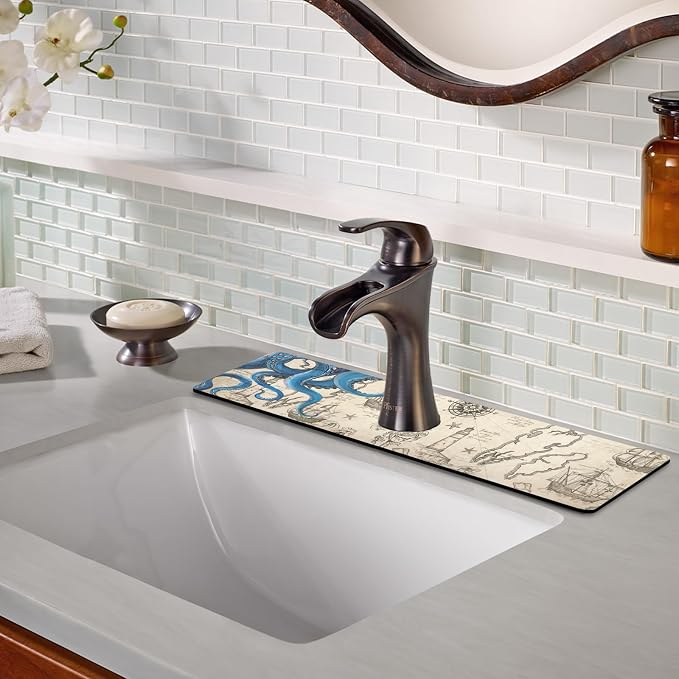 Sink Faucet Absorbing Mat, 2 Pack Drying Mat Around Faucet Sink Splash Guard Behind Faucet Sinkmat For Kitchen Bathroom Island Rv 24 * 5.5 Inch (60 * 14 cm) - Image 7