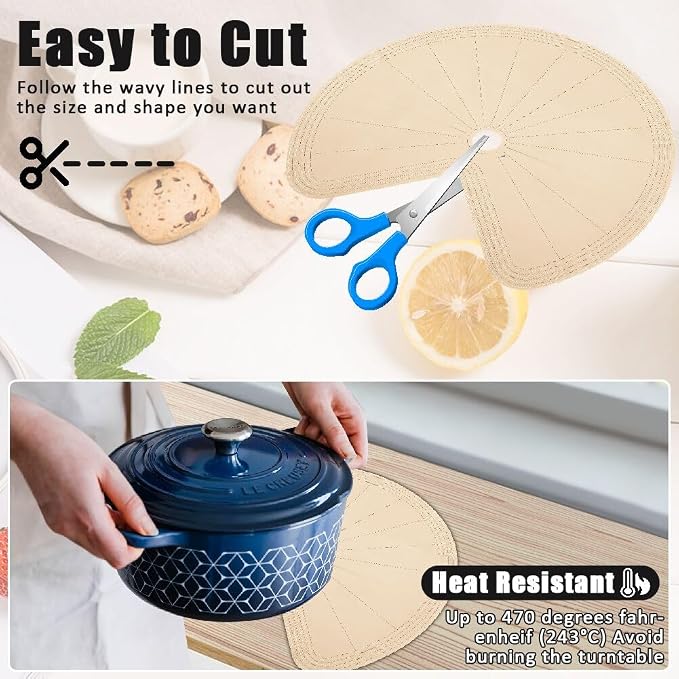 2 PCS 26" Lazy Susan Shelf Liner, Jaxbo Silicone Lazy Susan Liner for Dual Tier Pie Cut Organizer,Non-Slip Thermal Protection Mat - Image 4