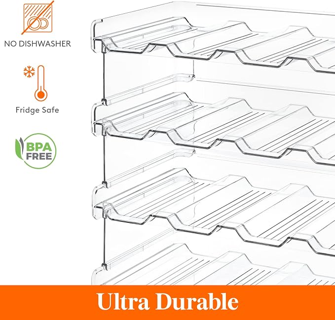 Lifewit Stackable Water Bottle Organizer for Cabinet, Plastic Bottle Holder Fits Bottles/Tumblers up to 3.8" Diameter for Pantry/Countertop, 4 Tier Holds 16 Bottles 41 x 20 x 34 cm/16 x 8 x 13.4 - Image 5