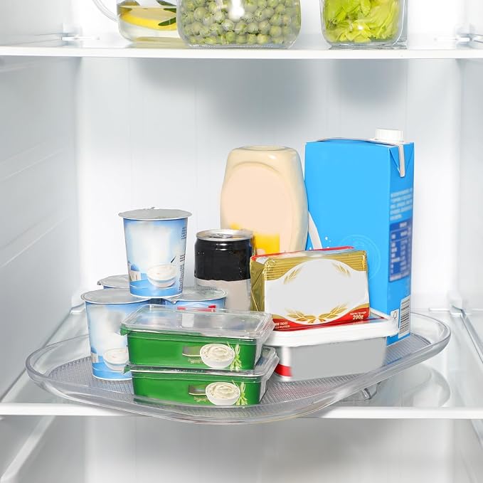 Lazy Susan Organizer Rectangular 15.75 x 11.81in Plastic 360 Degree Rotating Refrigerator Turntable Organizer with Anti Slip Base for Fridge Cabinet Pantry Storage - Image 5