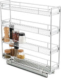 OCG 4-Tier Pull Out Kitchen Cabinet Spice Rack Holder Shelves (5" W x 21" D), Slide Out Slim Storage Wire Baskets for Storage Organization, Narrow Pull Out Storage for Narrow Space by OCG