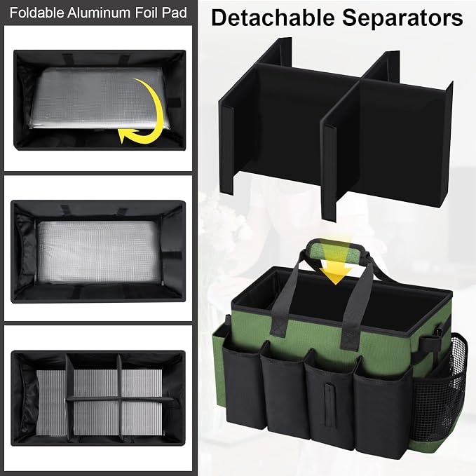 Wearable Large Cleaning Caddy Bag for Housekeepers (Green) | Cleaning Supplies Organizer with Adjustable Shoulder, Waist & Handle Straps, Detailing Bag for Kitchen Supplies - Image 4