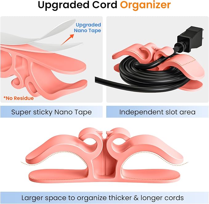 Cord Organizer for Appliances, 6-Pack Stick-On Silicone Cable Holders – Cute & Functional Cord Wraps for Coffee Makers, Blenders, Mixers, Air Fryers – Tidy Kitchen Counter Cord Management(Pink) - Image 3