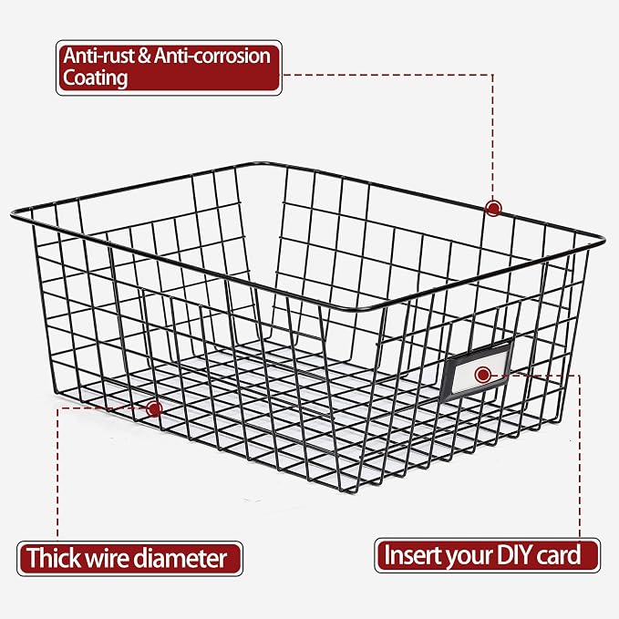 6 Pack Wire Baskets for Pantry Organization and Storage, Kitchen Organizer, 2 XXLarge & 2 XLarge & 2 Large - Image 3