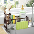 HapiRm Sponge Holder for Kitchen Sink - Self-draining Sink Caddy with Brush and Dishcloth Holders, Stainless Steel Kitchen Organizer for Countertop - Bronze by HapiRm