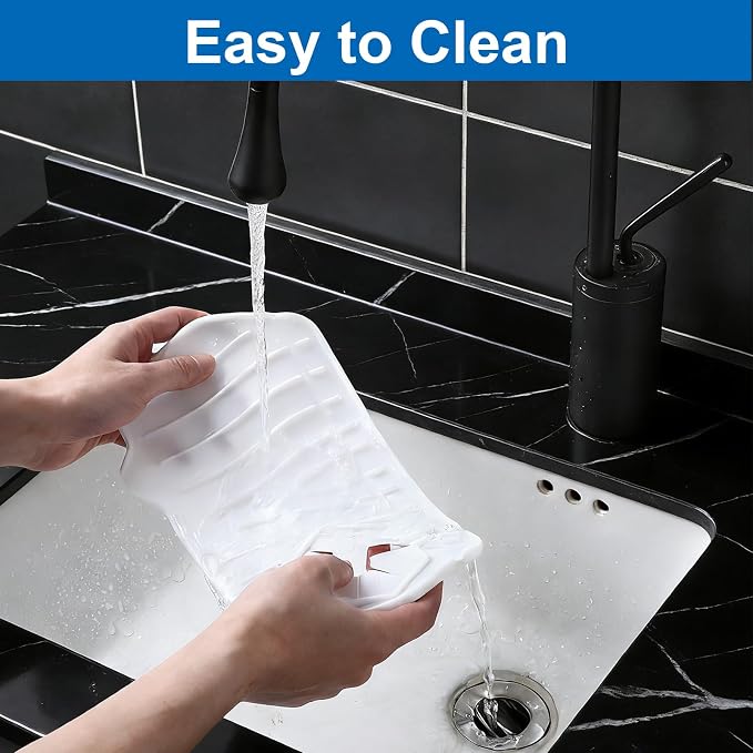 Silicone Sink Splash Guard, Multifunction Faucet Splash Guard, White Kitchen Faucet Mat for Kitchen and Bathroom Sink - Image 5