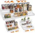 Expandable Spice Rack Organizer for Cabinet - 3 Tier Adjustable Cabinet Spice Organizer Easy Visibility - Spice Organizer for Cabinet Countertop Cupboard Pantry Organization (White) by invocoo