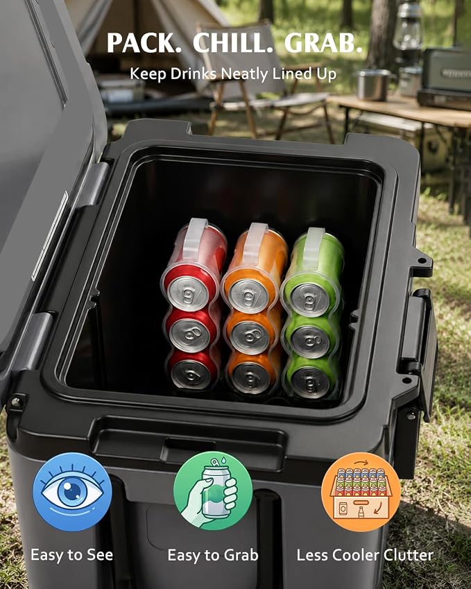 3 Pack Can Organizer Rack Designed for Ninja FrostVault 45QT/65QT Wheeled Cooler, Clear Beverage Can Holder for Cooler Drink Storage, 4 Cans Per Row, Cooler Accessories for Camping Beach Tailgating - Image 7