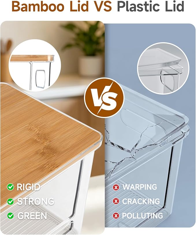 Trash Bag Dispenser 2 Pack (XL+S) - Trash Bag Holder with Bamboo Top | Acrylic Garbage Bags Dispenser Under Sink Organizer for Pantry, Kitchen, Laundry Room, Cabinet 2 Pack (XL+S) - Image 3