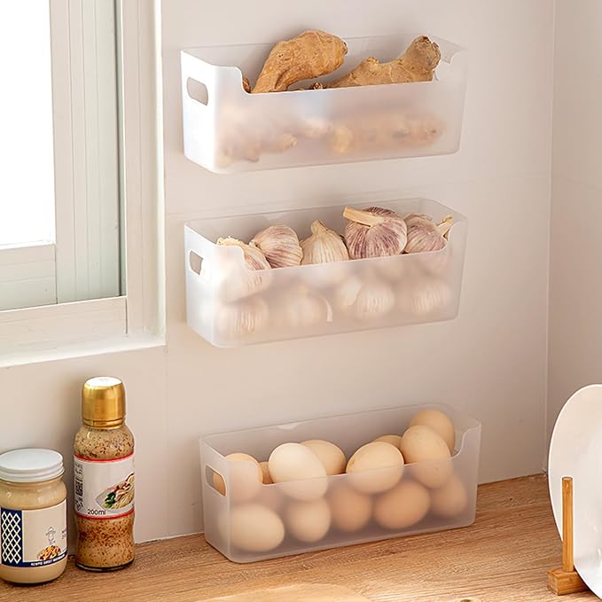 3 Pcs Kitchen Cabinet Door Organizer, Adhesive Mount Inside Cabinet Door Storage, Under Sink Storage Shelf for Kitchen,Bathroom,Office (Transparent) - Image 3
