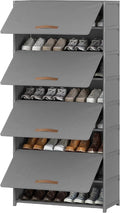 9 Tier Shoe Cabinet with Door, 36-Pair Storage, Grey | Max Capacity for Large Families, Door Prevents Dust & Pet Damage, Holds All Shoe Types, Easy Connector Assembly by UNITSTAGE