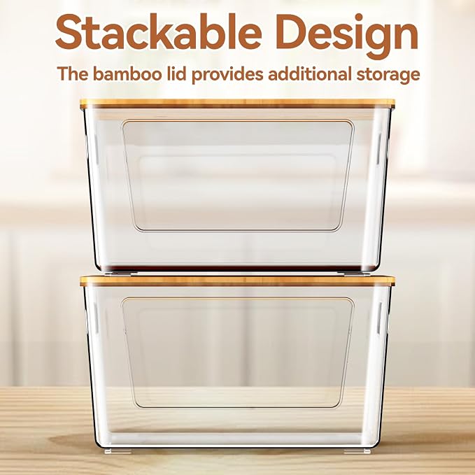 spospo 2 Pack Trash Bag Holder with Bamboo Lid Stackable Trashbag Dispenser | Extra Large Garbage Bag Holder for Kitchen Laundry Room Under Sink Organization and Storage - Image 5