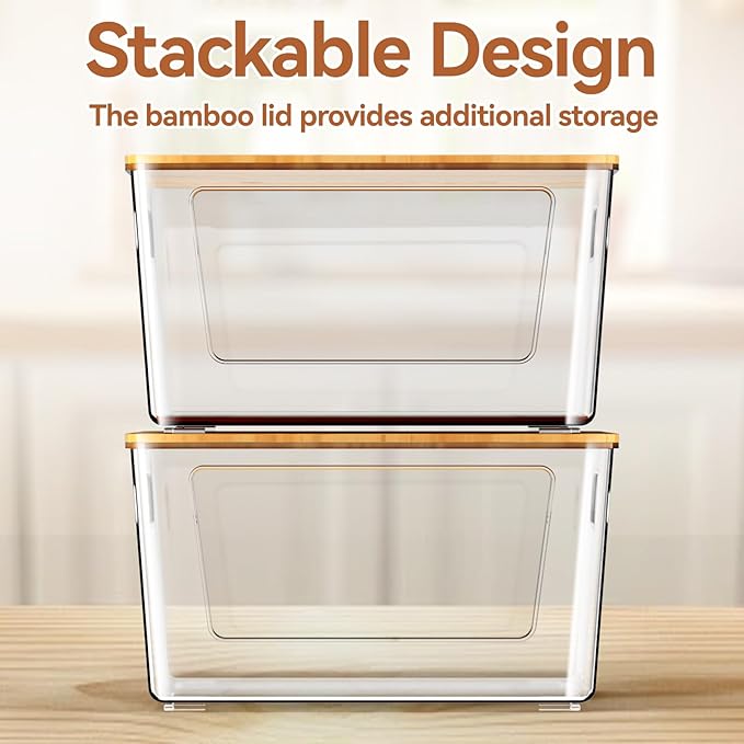 spospo 4 Pack Trash Bag Holder with Bamboo Lid Stackable Trashbag Dispenser | Extra Large Garbage Bag Holder for Kitchen Laundry Room Under Sink Organization and Storage - Image 3