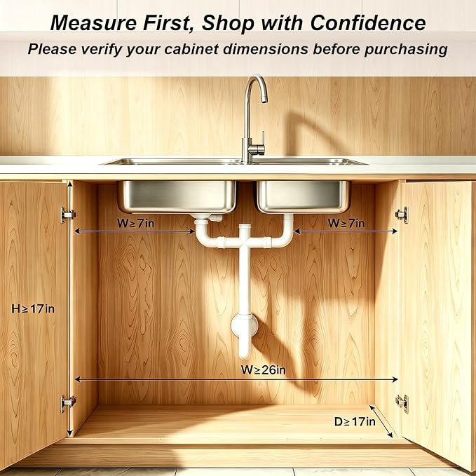 2 Pack Under Sink Organizer, 3-Tier Pull Out Kitchen Cabinet Organizer | 5 Adjustable Heights, Metal Slide Out Bathroom Storage, Makeup Drawer Rack for Bedroom Office Pantry Home Organization, White - Image 2