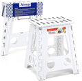 16 Inch Folding Step Stool, Heavy Duty, 400 lbs, White | Lightweight Collapsible Stepping Stool for Adults with Handle, Non-Slip, for Kitchen, Bathroom, Bedroom and Outdoor Use by ACSTEP
