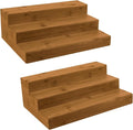 Bamboo Spice Rack Organizer for Cabinet 2 Pack - 3 Tier Countertop Step Shelf, Seasoning Storage Stand for Kitchen Pantry, Spice Holder for Jars Bottles Cans (Brown) by MillTu