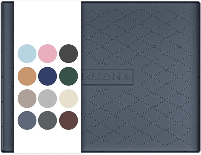 URMONA 28" x 19" Waterproof Silicone Mat in Multiple Sizes & Colors, Under Sink Mat for Kitchen & Bathroom, Pet Food Pad for Dogs & Cats, Kitchen Cabinet Liner, Multi-Purpose for Storage(Dark Grey) by URMONA