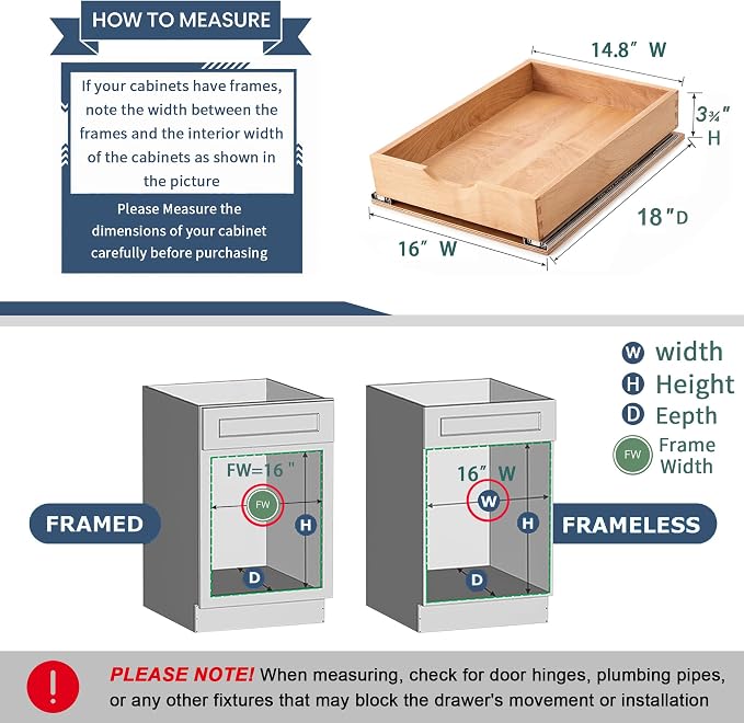 Pull Out Cabinet Drawers - 6x2 Size Options (12-23'W,18-21'D), Pre-Assembled with Soft Close Slides, Solid Beechwood, Easy Installation(16'W x 18'D) - Image 2