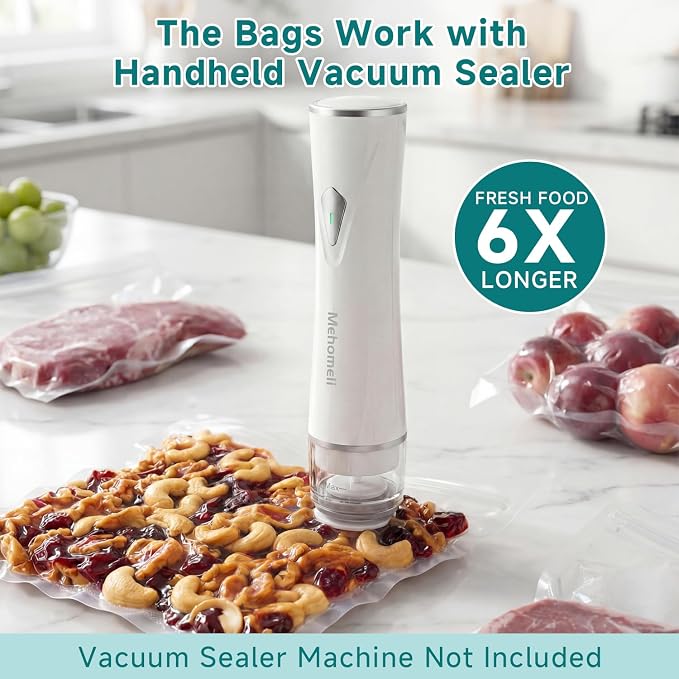 Mehomeli Reusable Vacuum Sealer Bags, 30 Medium Bags, 11in × 10.2in | BPA-free, Freezer and microwave safe, Leak-proof and odor-resistant, Compatible with most handheld vacuum sealers - Image 3