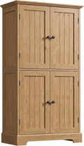 ChooChoo Bathroom Floor Cabinet with Adjustable Shelves | Bathroom Storage Cabinet, 4 Doors, Freestanding Cupboard for Living Room, Natural by ChooChoo