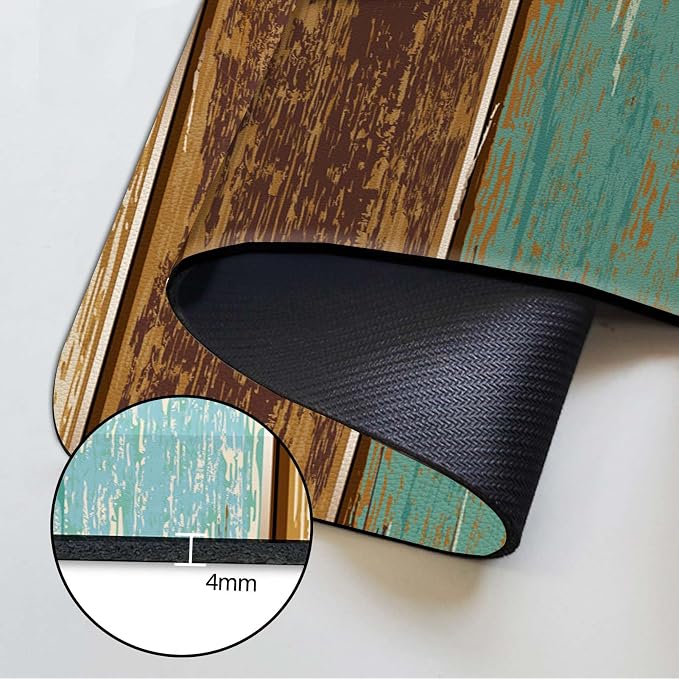 MCALK Wood Pattern Teal Kitchen Sink Faucet Mat Splash Guard, Absorbent Quick-Dry Kitchen Sink Mat - Ideal for Splash Guard & Drip Catching with Farmhouse Art Decor( 1pc 15"x5.5") - Image 6
