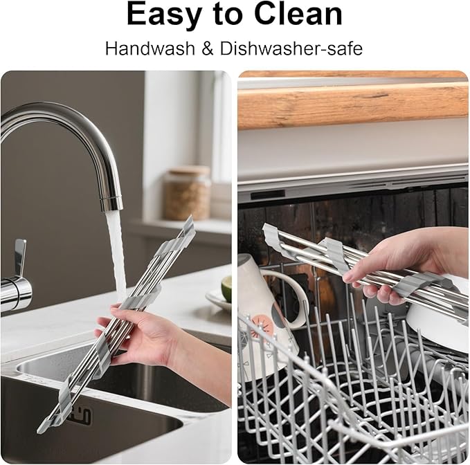 Corner Sink Caddy Triangle Dish Drying Rack for Sink Corner, Sponge Holder Roll Up Dish Drying Rack Over The Sink, Stainless Steel Kitchen Sink Organizer Drainer Mat Sponge Caddy for Counter Storage - Image 6