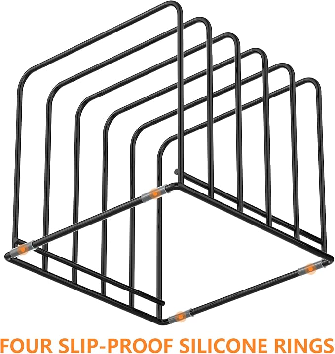 Kitchen Cabinet Organizer, Steel Cookware Holder, Divided Holder with 5 Slots for Skillets Baking Tray and Chopping Board Rack - Baking Pan Holder Storage (1 PC) - Image 7