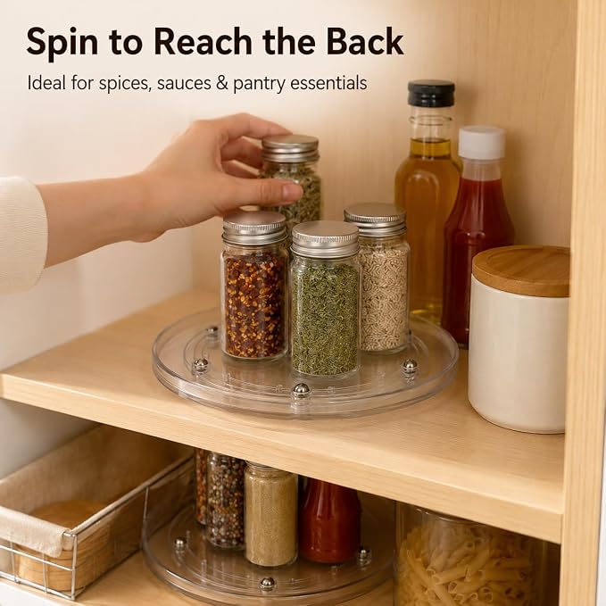 6 Pack 6 inch Small Lazy Susan, Lazy Susan Turntable Organizer, 360 Degree Round Rotating Tray for Spice Rack, Bathroom Vanity, Kitchen Cabinet and Countertop Storage - Image 4