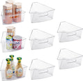 Oubonun Lazy Susan Organizers Set of 8, 10.2”x 9.4”x 4” Plastic Transparent Kitchen Cabinet Storage Bins with Handle, 4" Deep Container, 1/8 Wedge - Food Safe, without BPA | For 26 8" Deep Wedge Bins with Handles and Matte Non-Slip Bottoms, Pantry Item... by Oubonun