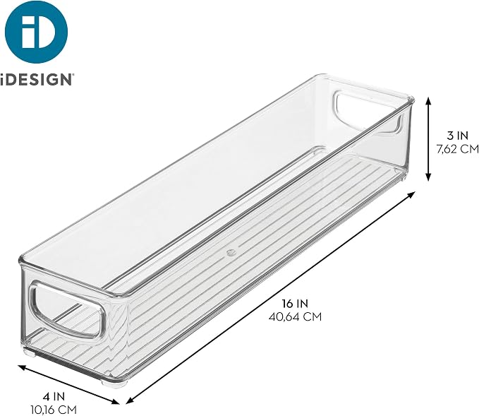 iDesign Slim Clear Plastic Storage Bin, Extra Long Narrow, 4-Pack | Stackable, For Kitchen and Pantry - Image 4