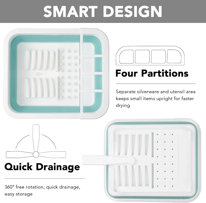 Tiawudi Collapsible Dish Drying Rack, Pop Up Dinnerware Drainer, Portable Plate Organizer for Kitchen RV Campers Travel Trailer, Space Saving Kitchen Storage Tray - Image 5