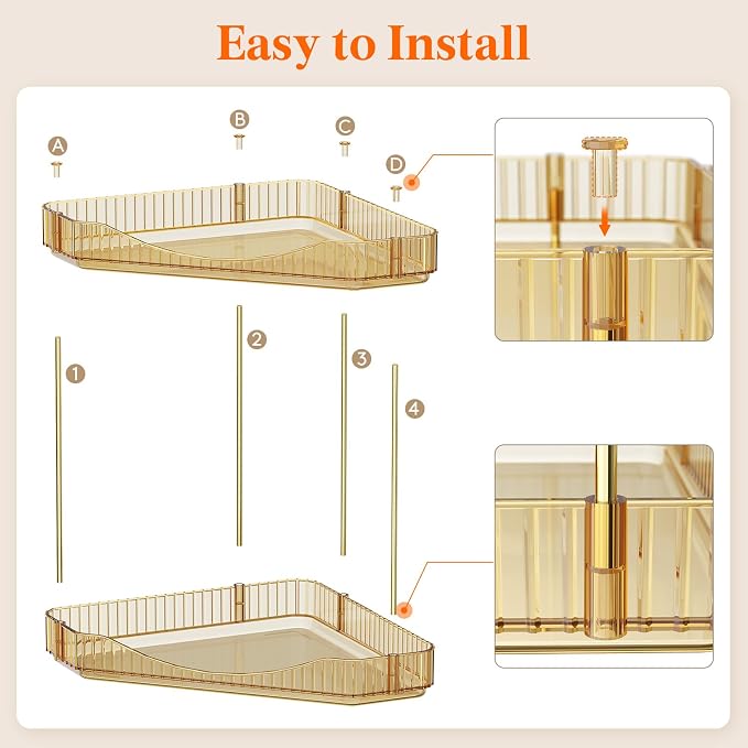 Lifewit 2 Tier Corner Bathroom Counter Organizers and Storage, Golden | Plastic Makeup Skincare Organizers Countertop, Large Sink Cosmetic Perfume Shelf for Bedroom, Dresser, Kitchen, Vanity - Image 7